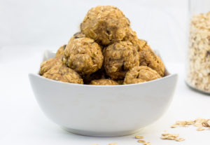 energy balls on a white bowl